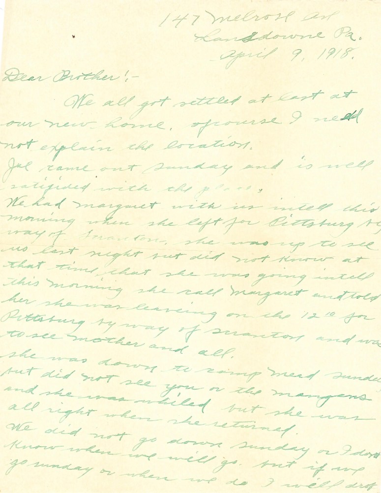 1918-04-09 Letter from Frank Hopkins to Leo Hopkins p1
