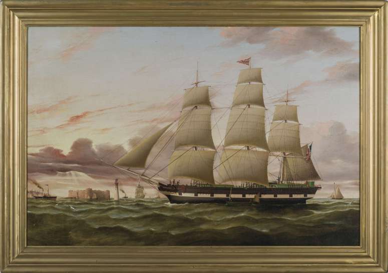 1850 The American Ship Excelsior Arriving at Liverpool at Sunset, English, circa 1850 by Duncan McFarlane